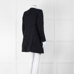 Helene Berman X Trilogy Navy Boucle Coat with Blue Fringe Trim