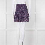 Isabel Marant Etoile Navy Blue Floral Shirred Waist Mini Skirt