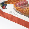 Hermes Cream Rust Gold Silk Belle Chasse Pheasant Print Scarf