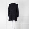Helene Berman X Trilogy Navy Boucle Coat with Blue Fringe Trim