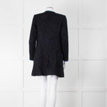 Helene Berman X Trilogy Navy Boucle Coat with Blue Fringe Trim