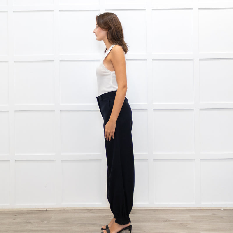 Dries Van Noten Navy Trousers With Gathered Ankle