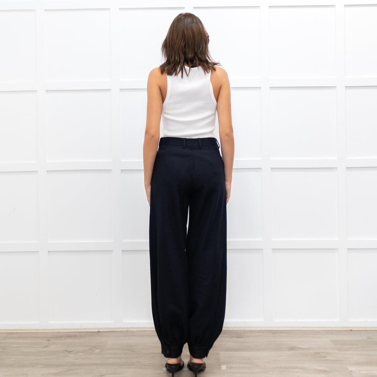 Dries Van Noten Navy Trousers With Gathered Ankle
