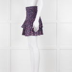 Isabel Marant Etoile Navy Blue Floral Shirred Waist Mini Skirt