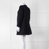 Helene Berman X Trilogy Navy Boucle Coat with Blue Fringe Trim