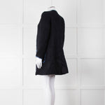 Helene Berman X Trilogy Navy Boucle Coat with Blue Fringe Trim