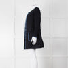 Helene Berman X Trilogy Navy Boucle Coat with Blue Fringe Trim
