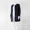 Helene Berman X Trilogy Navy Boucle Coat with Blue Fringe Trim