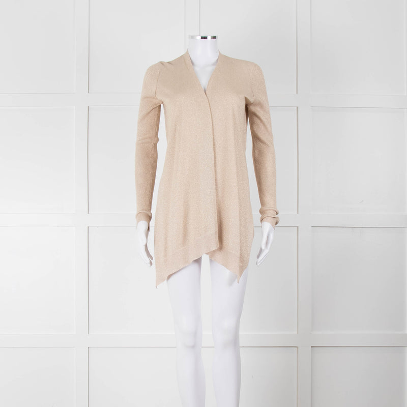 Diane Von Furstenberg Fine Knit Gold Lurex Open Cardigan