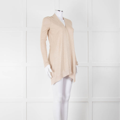 Diane Von Furstenberg Fine Knit Gold Lurex Open Cardigan