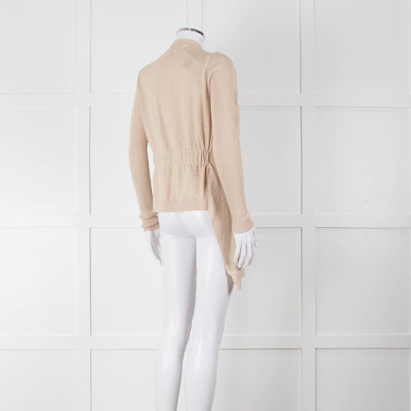 Diane Von Furstenberg Fine Knit Gold Lurex Open Cardigan