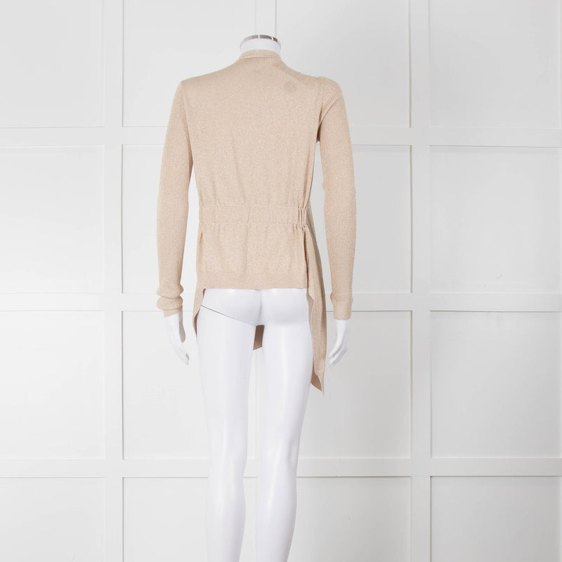 Diane Von Furstenberg Fine Knit Gold Lurex Open Cardigan