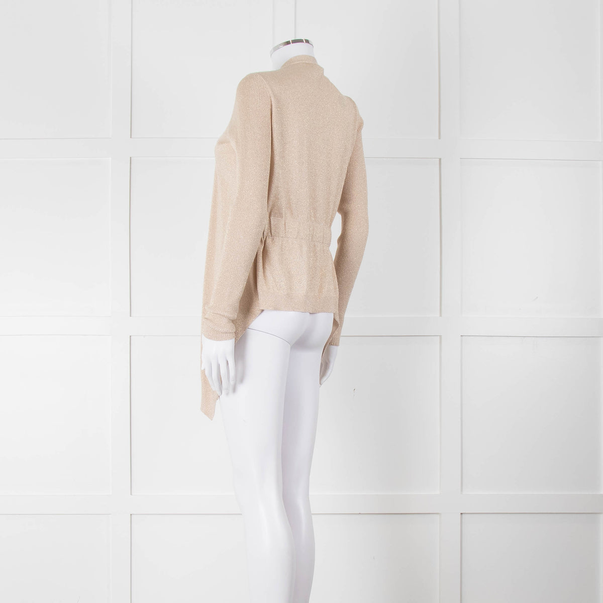 Diane Von Furstenberg Fine Knit Gold Lurex Open Cardigan