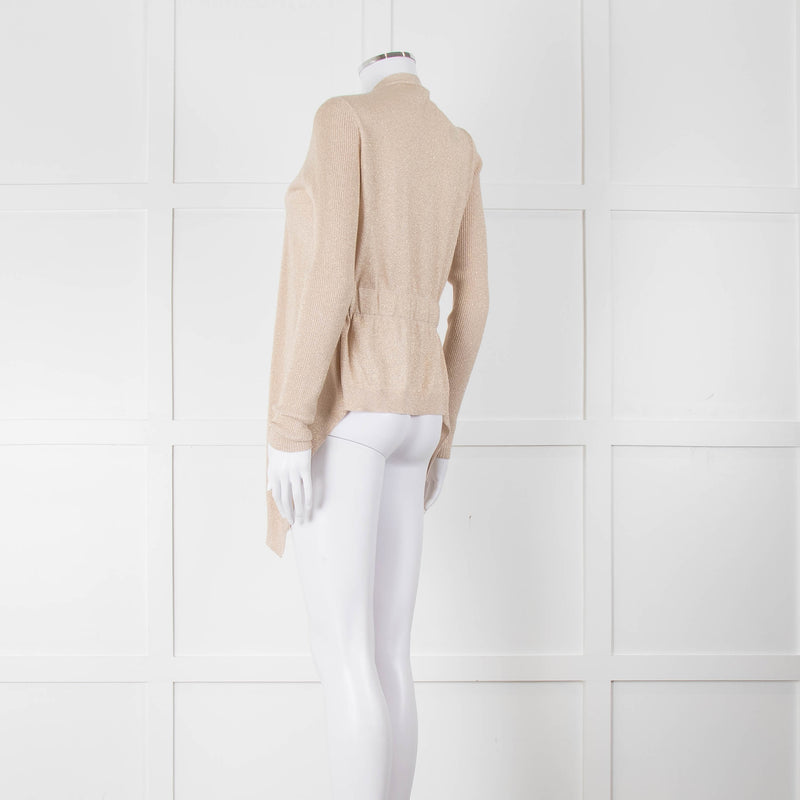 Diane Von Furstenberg Fine Knit Gold Lurex Open Cardigan