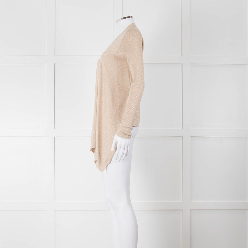 Diane Von Furstenberg Fine Knit Gold Lurex Open Cardigan