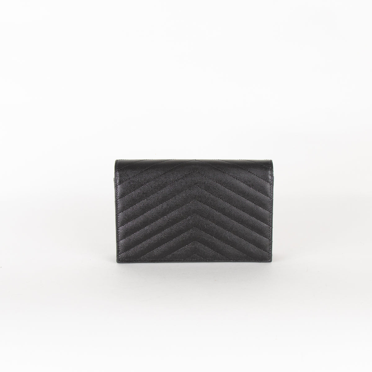 Saint Laurent Black Cassandre Envelope Chain Wallet with Chain