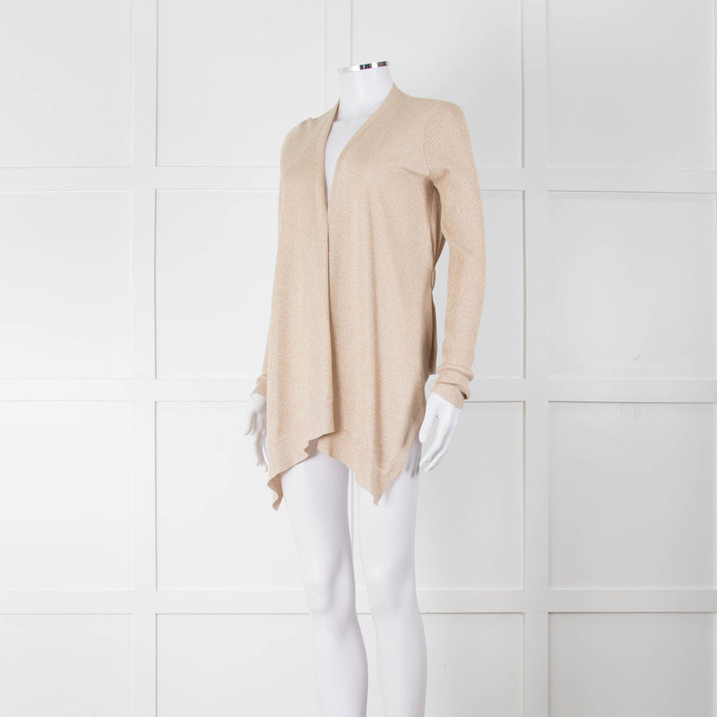 Diane Von Furstenberg Fine Knit Gold Lurex Open Cardigan