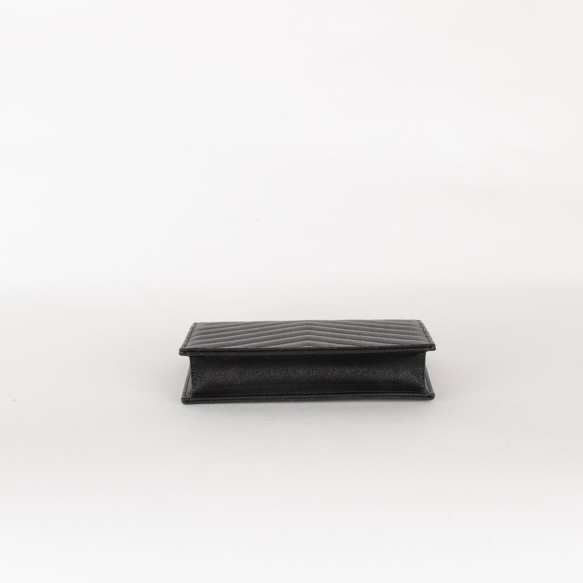 Saint Laurent Black Cassandre Envelope Chain Wallet with Chain