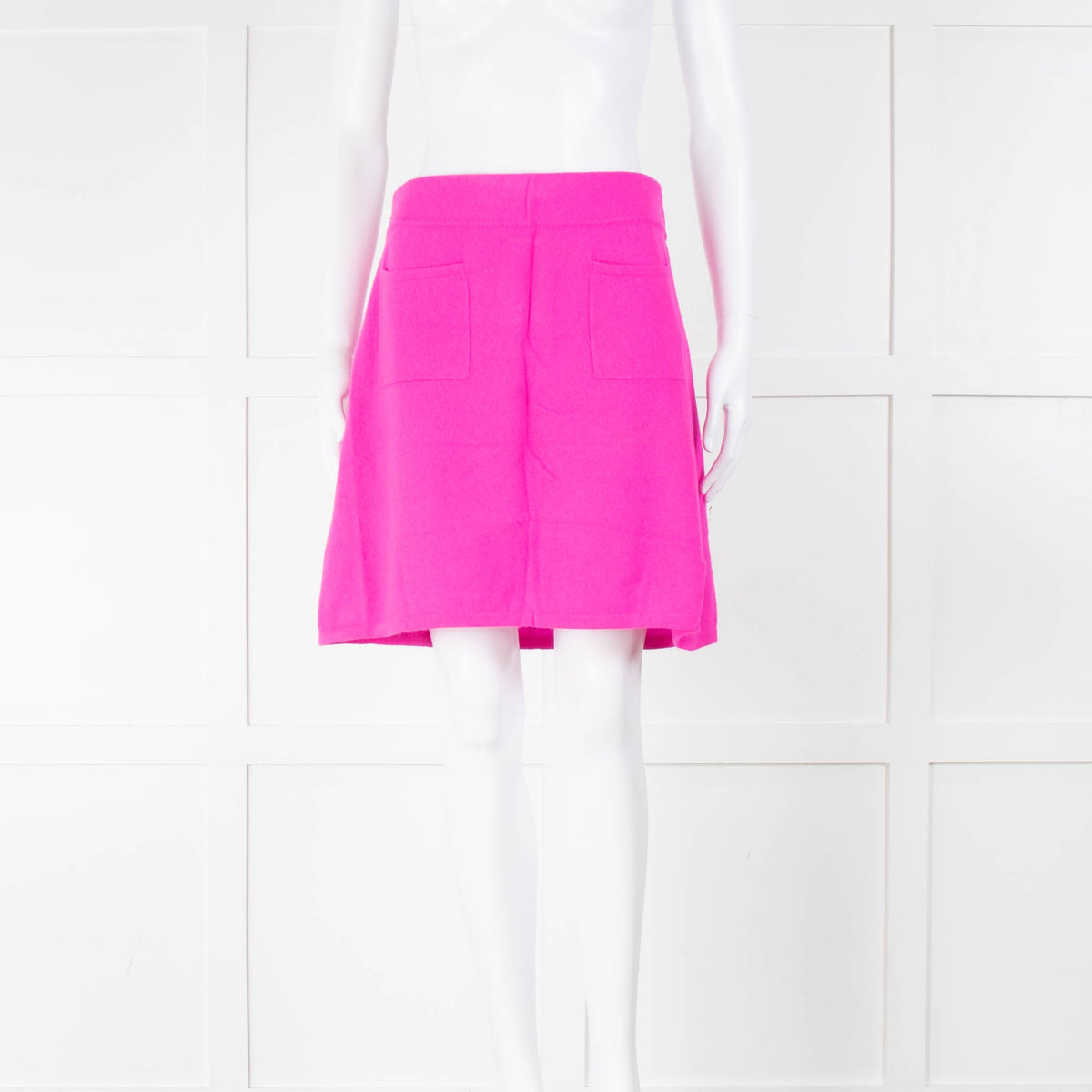 Crush Bright Pink Cashmere Skirt With Pockets