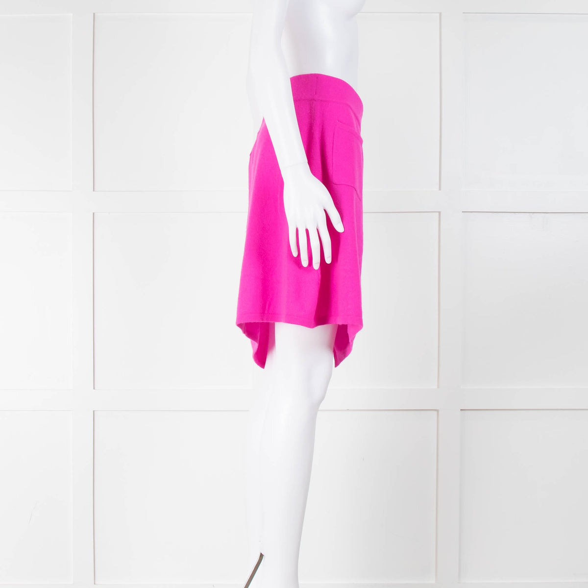 Crush Bright Pink Cashmere Skirt With Pockets