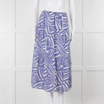 Rails Blue and White Cotton Geometric Print Midi Skirt