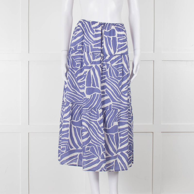 Rails Blue and White Cotton Geometric Print Midi Skirt