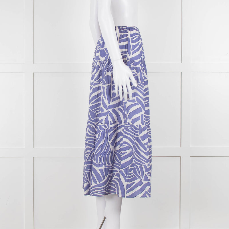 Rails Blue and White Cotton Geometric Print Midi Skirt