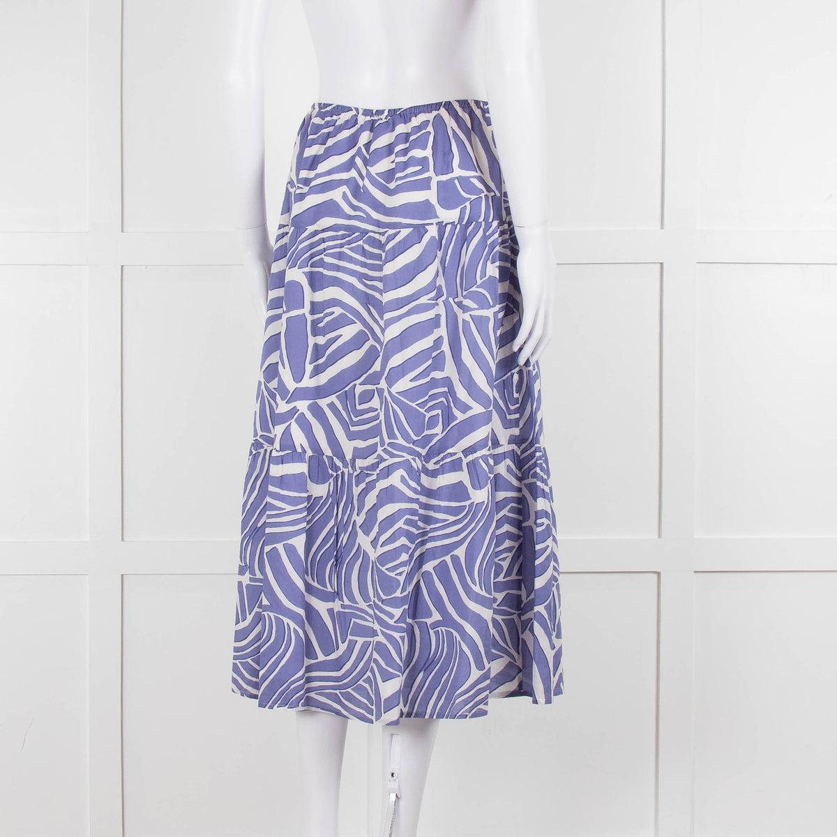 Rails Blue and White Cotton Geometric Print Midi Skirt
