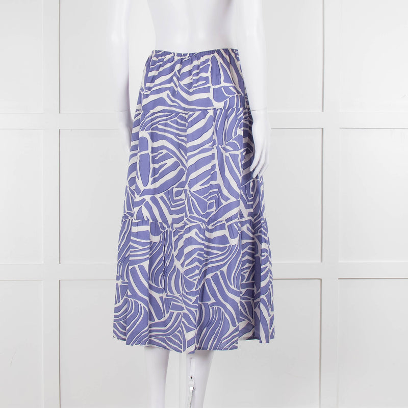 Rails Blue and White Cotton Geometric Print Midi Skirt