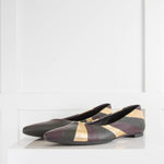 Anine Bing Khaki Burgundy Gold Flat Pumps