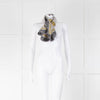 Aspinal Silk Leopard Print Black Grey Square Scarf
