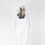 Aspinal Silk Leopard Print Black Grey Square Scarf