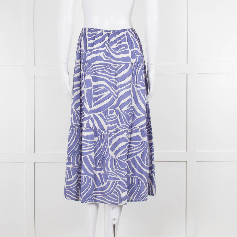 Rails Blue and White Cotton Geometric Print Midi Skirt