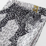 Aspinal Silk Leopard Print Black Grey Square Scarf