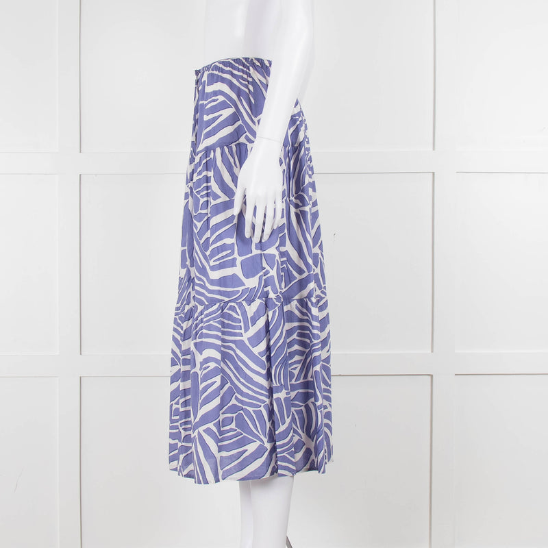 Rails Blue and White Cotton Geometric Print Midi Skirt