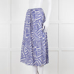 Rails Blue and White Cotton Geometric Print Midi Skirt