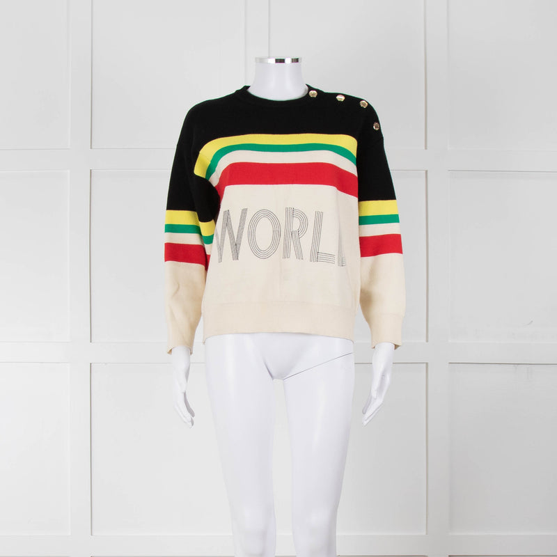 Sandro Cream "WORLD LOVER" Jumper