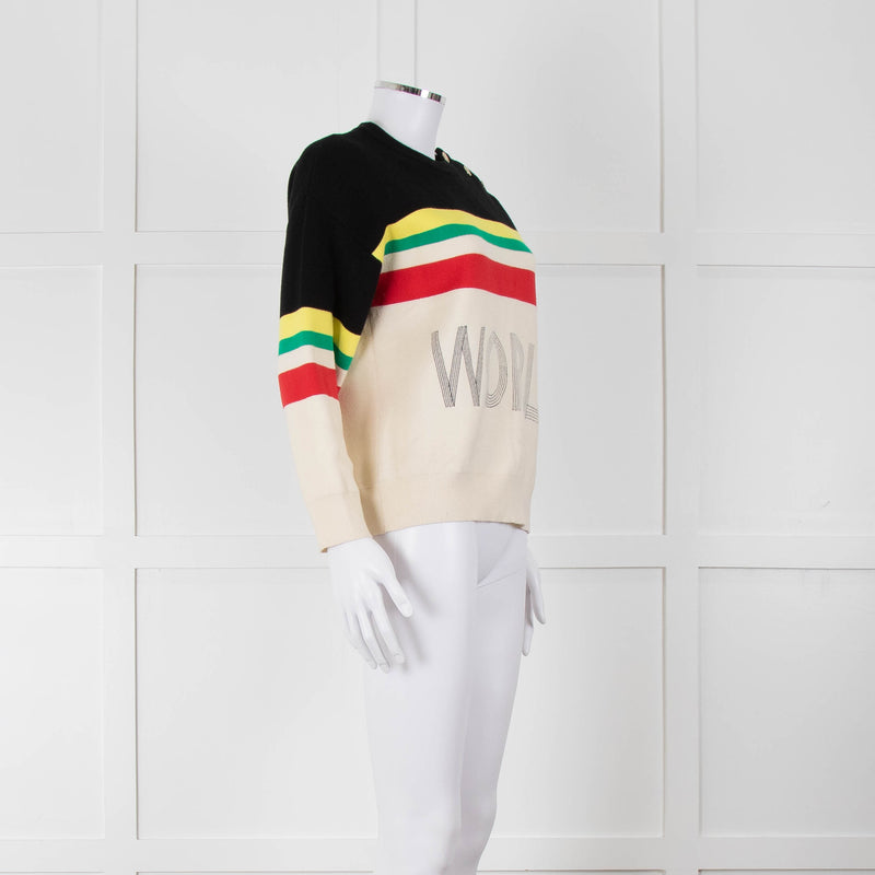 Sandro Cream "WORLD LOVER" Jumper