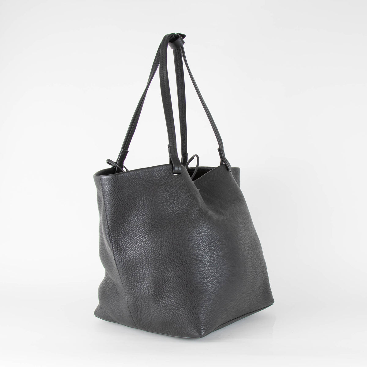 The Row Black Leather Park Tote Three