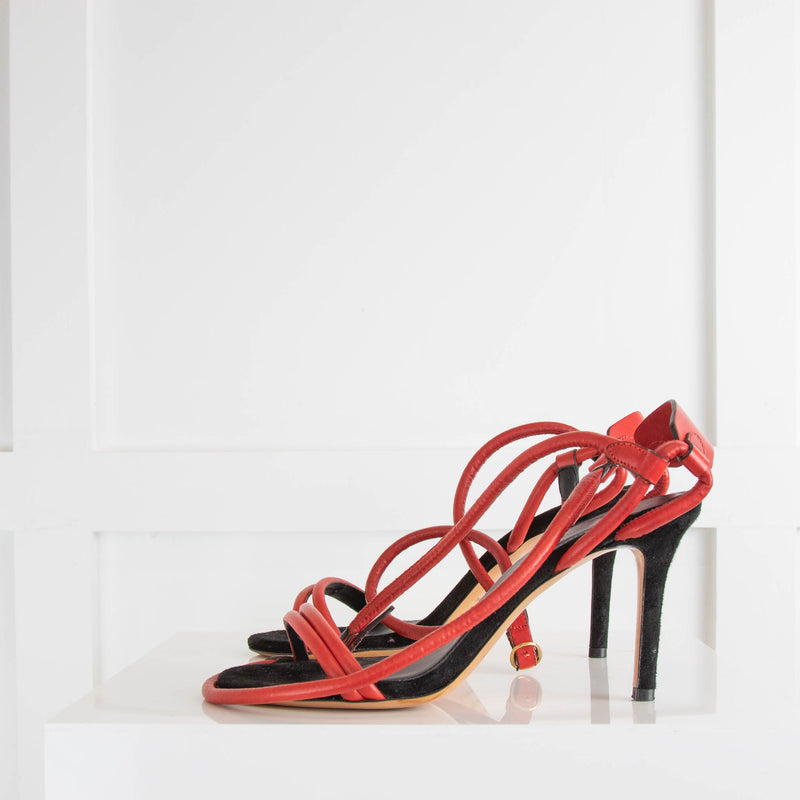 Isabel Marant Red Leather Heeled Sandals