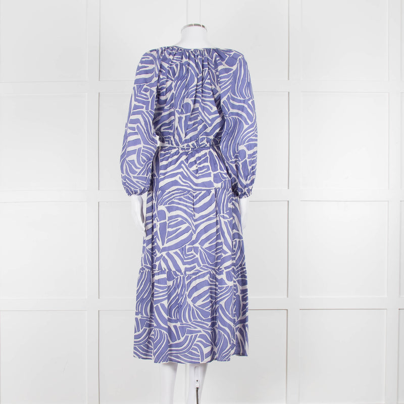 Rails Blue and White Cotton Geometric Print Midi Skirt