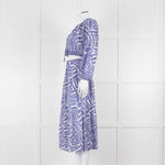 Rails Blue and White Geometric Crop Peasant Blouse