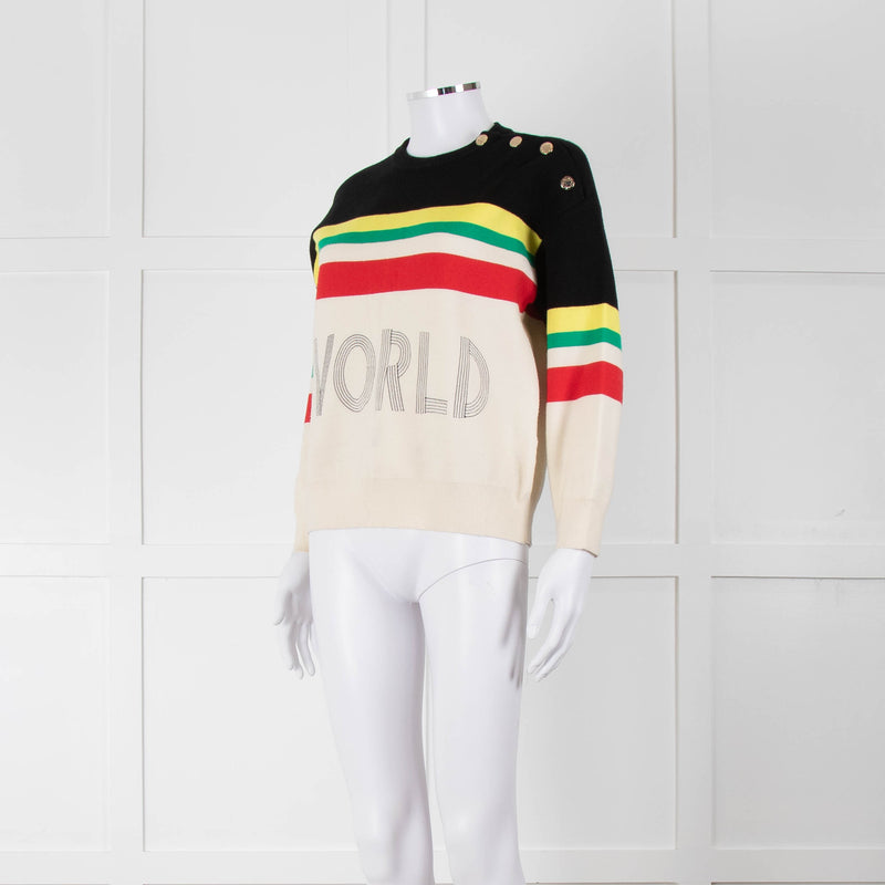 Sandro Cream "WORLD LOVER" Jumper