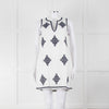 Tory Burch Celeste White Dress With Blue Aztec Print