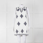 Tory Burch Celeste White Dress With Blue Aztec Print
