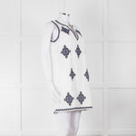 Tory Burch Celeste White Dress With Blue Aztec Print