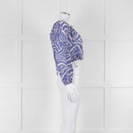 Rails Blue and White Geometric Crop Peasant Blouse