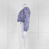 Rails Blue and White Geometric Crop Peasant Blouse