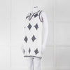 Tory Burch Celeste White Dress With Blue Aztec Print
