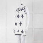 Tory Burch Celeste White Dress With Blue Aztec Print